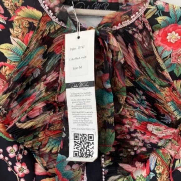 Dalia Macphee Black Floral Printed Mini Dress Size: M - Picture 6 of 7